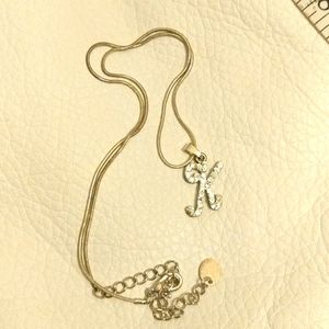 Letter "K" Rhinestone Necklace